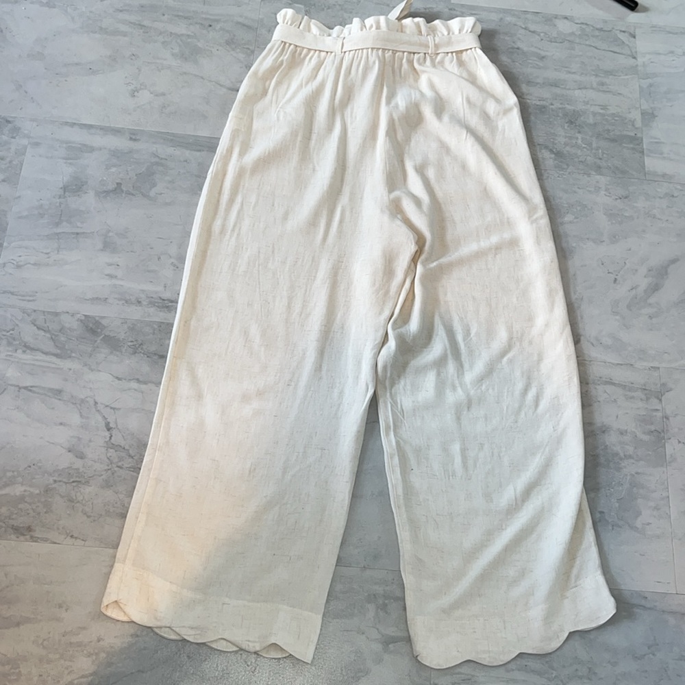 Monteau  Pants Linen paper bag  high waisted  wide leg  match belt  Size M NWOT - Picture 7 of 10
